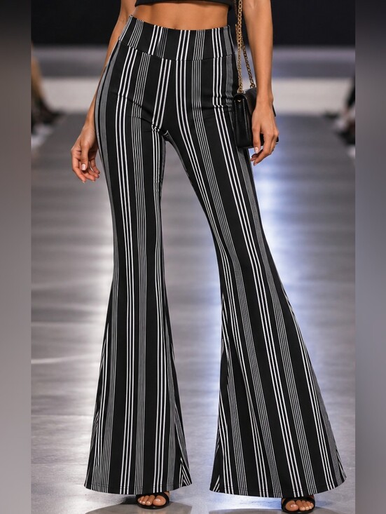 No Boundaries Pants - NWT No Boundaries Stretch Bellbottom Bell Bottom Pants Black White Pin Stripe L